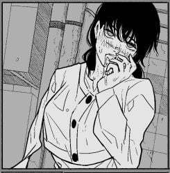 after_ejaculation after_handjob after_sex chainsaw_man cum_eating licking licking_cum mark_gavatino missing_arm mitaka_asa yoru_(chainsaw_man)