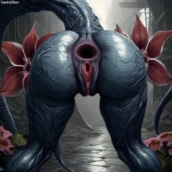 1girls ai_generated anthro anus ass ass_focus bent_over blue_body creature darkeffect female_only flora_fauna flowers gape gaping gaping_anus monster nightmare_fuel presenting_hindquarters pussy rear_view teratophilia unknown_species unusual_anatomy