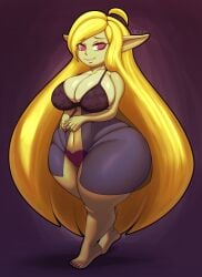 1girls big_breasts blonde_hair bottom_heavy bra breasts cleavage commission female female_only gloriana_(shidyk) goblin goblin_female lingerie long_hair looking_at_viewer n-kosi n-kosi_(coloring) original panties shortstack smile solo thick_thighs thunder_thighs wide_hips