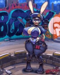 1female 1girls alternate_version_available anthro ball_gag big_breasts breasts cleavage disney female female_focus female_only huge_breasts judy_hopps large_breasts large_tits police police_hat policewoman rabbit rabbit_ears rabbit_girl rabbit_tail snao tagme thick_thighs thighs zootopia zootropolis