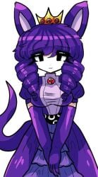 1girls black_eyes black_pupils collar color crown female female_focus female_only garten_of_banban humanized kangaroo kangaroo_ears kangaroo_girl kangaroo_tail large_breasts mature_female medium_breasts multi_eye personification purple_dress purple_fur purple_hair queen_bouncelia wavy_hair