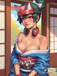 ai_generated cleavage dojo female female_focus female_only japanese_clothes japanese_clothing japanese_female kimono kiriko_(overwatch) overwatch overwatch_2 owlai patreon