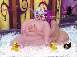 ass bakaras bbw bubble_bath female heart huge_ass huge_breasts multiple_girls night_elf purple_hair rubber_duck valentines_day warcraft white_hair world_of_warcraft yuri