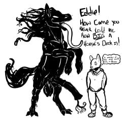 absurd_res anthro balls canid canine clothing crocs dialogue duo eddie_brock english_text equid equine feral footwear furry_only genitals hi_res horse horse_venom_(marvel) lemon_testicles male male_only mammal marvel penetration penis presenting presenting_balls presenting_penis qwaxi~lixard symbiote tentacle tentacle_in_penis tentacle_penetration text thought_bubble tongue tongue_out urethra urethral urethral_penetration venom_(marvel)