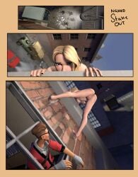 1girls 3d caught choovy3 embarrassed embarrassed_nude_female enf exhibitionism exhibitionist female gwen_stacy hiding male marvel public public_nudity pussy scout_(team_fortress_2) spider-gwen spider-man_(series) superhero superheroine tagme team_fortress_2 unaware