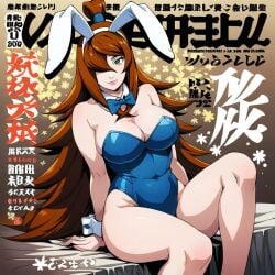 1girls adapted_costume ai_generated bare_chest bare_legs bare_shoulders bed bedroom big_breasts breasts brown_hair bunny_girl bunnysuit busty cleavage cleavage_overflow cuervotensor detached_sleeves facing_viewer female female_only front_view green_eyes hairbun hourglass_figure huge_breasts indoors large_breasts leotard lipstick magazine magazine_cover makeup mature mature_female mature_woman mei_terumi milf nai_diffusion naruto naruto_(series) naruto_shippuden no_bra no_bra_under_clothes oppai revealing_clothes sitting solo solo_focus stable_diffusion strapless strapless_leotard terumi_mei tied_hair topknot very_long_hair voluptuous voluptuous_female