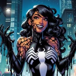 1girls ai_generated big_breasts body_hair busty dark-skinned_female female heroine horny kamala_khan marvel marvel_comics ms._marvel_(kamala_khan) ms._marvel_(series) spider-man_(series) superheroine symbiote venom_(marvel)