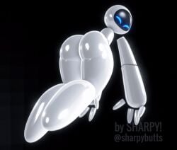 3d 3d_(artwork) 3d_animation 3d_model animated ass ass_cleavage ass_focus ass_shake big_ass big_butt big_thighs butt_crack butt_jiggle cute_expression cute_face eve_(wall-e) gif gynoid loop robot robot_ass robot_girl robot_humanoid screen_face sharpybutts wall-e