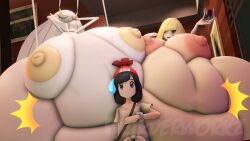 3d 3girls bbw belly big_belly big_breasts breasts fat female huge_belly lusamine_(pokemon) morbidly_obese nipples obese overweight overweight_female pheromosa pokemon pokemon_(species) size_difference ssbbw weirderworkz