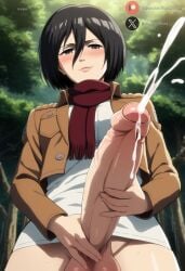 1futa ai_generated attack_on_titan cum cumming_on_viewer cumshot dickgirl ejaculation erect_penis erection futa_only futa_sans_pussy futanari huge_cock masturbating masturbation mikasa_ackerman roxygtf shingeki_no_kyojin