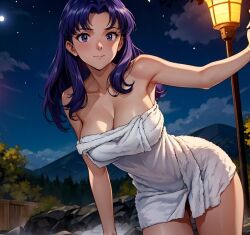 ai_generated druido female female_only misato_katsuragi nai_diffusion neon_genesis_evangelion onsen purple_hair solo stable_diffusion tagme