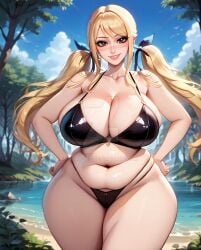 1girls ai_generated bare_arms bare_legs big_breasts bikini blonde_hair brown_eyes chubby_female cleavage curvaceous curvy_female fairy_tail female female_focus hand_on_hip large_breasts light-skinned_female light_skin long_hair looking_at_viewer lucy_heartfilia scarlizz slightly_chubby slightly_chubby_female standing thick thick_thighs twintails twintails voluptuous voluptuous_female water wide_hips