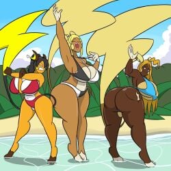 auntie_dakota_(igph) huge_ass huge_breasts igphhangout milliani_(igph) mother_and_daughter pokemon pokemon_(species) rachel_the_raichu_(igph) raichu tagme