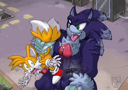 anthro balls canine duo fox humanoid_penis imminent_rape male male_only mammal omegazuel penis sonic_(series) sonic_the_werehog tails werehog yaoi