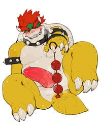 anal_beads bebebebebe blush bowser erection humanoid_penis male male_only mario_(series) masturbation nintendo penis sex_toy solo tototoilet