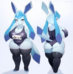 big_ass big_breasts breasts bubble_ass bubble_butt cleavage eeveelution female furry glaceon huge_ass huge_breasts kakuteki11029 pokémon_(species) pokemon thick_thighs wide_hips