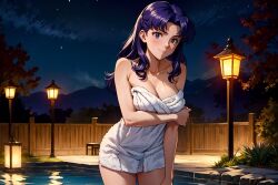 ai_generated druido female female_only misato_katsuragi nai_diffusion neon_genesis_evangelion onsen purple_hair solo stable_diffusion tagme