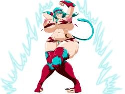 1girls big_breasts blue_hair bra_(dragon_ball) bra_briefs breasts dragon_ball dragon_ball_gt dragon_ball_z female growth huge_breasts mankor muscle_growth muscular muscular_female nipples pubic_hair pussy solo transformation