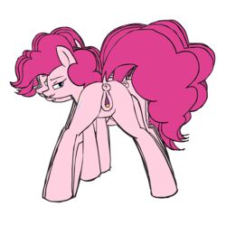 2015 alpha_channel animated anus ass blue_eyes cutie_mark dock earth_pony equine female feral friendship_is_magic hair horse kanashiipanda long_hair looking_back mammal my_little_pony pink_hair pinkie_pie_(mlp) plain_background pony pussy rear_view solo transparent_background