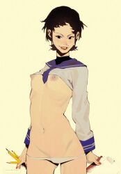 1girls crop_top maiz-ken panties short_hair small_breasts solo standing