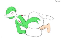 anal anal_sex artist_name coryhen_(artist) doughy_ass gardevoir generation_3_pokemon huge_cock penis pleasure_face pokemon pokemon_(species) self_upload