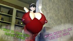 1girls 3d belly big_belly big_breasts black_hair breasts female female_pred huge_belly huge_breasts nipple_bulge nipple_outline same_size_vore spy_x_family vore weirderworkz yor_briar