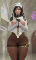 1girls 3d alenabyss big_breasts final_fantasy final_fantasy_vii_remake hands_together huge_breasts looking_at_viewer thick_thighs tifa_lockhart