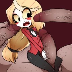 1girls 3boys :d black_bow black_bowtie black_pants blonde_hair bow bowtie censored charlie_morningstar_(hazbin_hotel) colored_sclera demon demon_girl eyebrows female flat_chest hazbin_hotel hellaverse holding holding_penis jacket long_hair long_sleeves male male/female multiple_boys nekosatsu1 open_mouth pants penis red_jacket shirt shocked shocked_expression size_difference straight surprised surprised_expression tied_hair upper_teeth upper_teeth_only vein veiny_penis white_body white_shirt white_skin yellow_sclera