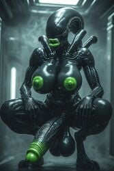 3d ai_generated alien alien_(franchise) areolae balls big_balls big_breasts big_glans big_lips big_lips_no_eyes big_penis black_body black_skin blowjob_monster breasts foreskin furrypornaddiction futa_only futanari glans green_areola green_lips green_nipples gynomorph huge_breasts huge_penis intersex lips monster monster_futa nipples penis solo spaceship squatting steam thick_nipples uncut xenomorph xenophilia