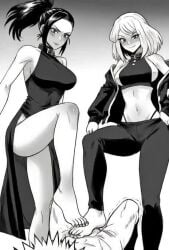 1boy 2d 2d_animation 2girls ai_generated ass asserting_dominance assertive assertive_female bad_end barefoot big_ass breasts chastity chastity_cage chastity_device cooperative_footjob cumming defeated defeated_hero defeated_male denki_anma dialogue dominant_female domination dress female femdom foot_domination footjob greyscale huge_breasts human humiliation izuku_midoriya light-skinned_female light-skinned_male light_skin male male_chastity malesub momo_yaoyorozu monochrome mr.skull my_hero_academia ochako_uraraka penis ratatatat74 ruined_orgasm small_penis small_penis_humiliation stepped_on stepping_on_penis tagme text thick_thighs video villain villainess weak weak_male