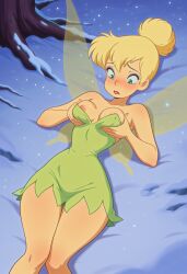 ai_generated ass big_ass blonde_hair breasts curvy disney fairy fairy_wings flirt green_eyes naked naostudio nipples nsfw peter_pan_(disney) pussy small_breasts snow thick_thighs tinker_bell tiny winter_coat winter_scarf