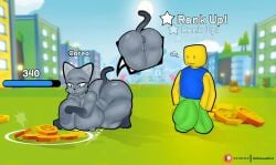 1boy 1girls anthro anus ass big_breasts breasts bulge cat_girl catgirl fat_ass female gameplay_mechanics giant_breasts gigantic_breasts huge_ass huge_breasts large_ass large_breasts little_cat massive_breasts naked naked_female noob noob_(roblox) nude nude_female pet_simulator pet_simulator_99 pet_simulator_x roblox roblox_game robloxian