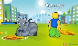 1boy 1girls alt anthro ass big_breasts breasts bulge cat_girl catgirl fat_ass female gameplay_mechanics giant_breasts gigantic_breasts huge_ass huge_breasts large_ass large_breasts little_cat massive_breasts naked naked_female noob noob_(roblox) nude nude_female pet_simulator_x roblox roblox_game robloxian