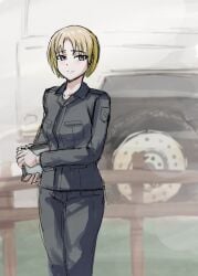 1girls blonde_hair comic fat00x1 female female_soldier original tagme uniform
