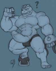 ? bara erection gay gs machoke male_only monochrome muscular nintendo penis pokemon pokemon_(species)