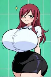 ai_generated erza_scarlet fairy_tail female huge_breasts long_hair red_hair smug