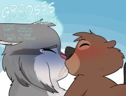 anthro beaver bodily_fluids brown_body brown_fur buckteeth crushpepper disgust disgusted_face disney felid feline female fur genitals grey_body grey_fur hi_res humanoid_genitalia humanoid_penis kiss_on_lips kissing lynx male male/female mammal nibbles_maplestick nude nude_anthro nude_female nude_male pawbert_lynxley penis rodent sex side_view size_difference smaller_female sweat teeth white_body white_fur zootopia