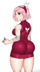 1girls alternate_breast_size ass big_ass big_breasts blush boruto:_naruto_next_generations breasts bubble_ass bubble_butt busty favorite female female_only forehead_mark green_eyes hourglass_figure huge_ass impossible_clothes jay-marvel large_breasts looking_back milf naruto pink_hair sakura_haruno short_dress short_hair solo solo_focus thick thick_thighs tight_clothing voluptuous wide_hips