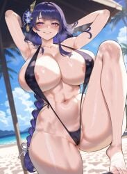 1girls ai_generated almost_naked almost_nude alternate_breast_size bare_legs bare_shoulders bare_thighs barefoot beach before_sex belly big_ass big_breasts big_butt big_hips big_thighs bikini black_bikini blue_sky blush boobaai braid braided_hair breasts curvaceous curvaceous_female curvaceous_figure curvy curvy_figure day daytime deep_skin female female_focus female_only flower_in_hair front_view full_body g_string genshin_impact groping hair hair_between_eyes hair_ornament horny horny_female hoyoverse huge_ass huge_breasts huge_butt huge_thighs large_ass large_breasts leg_up light-skinned_female lips long_hair mihoyo navel outdoors parted_lips purple_eyes purple_hair raiden_shogun sand sexy sexy_pose sky sling_bikini solo solo_focus straight sweat toned toned_female toned_stomach twitter_link very_long_hair voluptuous voluptuous_female water wide_hips