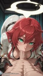 1girls ai_generated big_breasts blowjob breasts clothed clothed_female curvy curvy_body curvy_female deepthroat dreamyan_ai fellatio green_eyes guilty_gear guilty_gear_strive halo hi_res high_quality high_resolution highres jack-o'_valentine large_breasts long_hair looking_at_viewer lying lying_on_person male_pov oral oral_sex pleasure_face pov red_hair sucking sucking_penis thick_ass thick_thighs thighs top-down_bottom-up uncensored