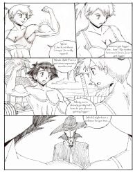 biceps breasts female grandmasterlucilious kasumi_(pokemon) male muscular_arms pecs pokemon satoshi_(pokemon)