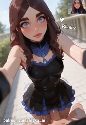 1boy ai_generated alia_atreides ass breasts cleavage closed_mouth detailed female female_on_cloth female_only from_behind high_quality hourglass_figure klexyai looking_at_viewer nipples outdoors penis penis_in_pussy realistic seductive self_upload sensitive shiny_skin sideboob small_waist solo stable_diffusion standing_missionary standing_sex