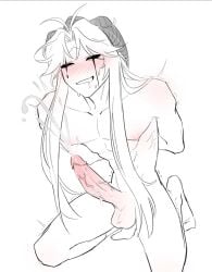 1boy abs blush cum cumming long_hair male male_only pierrot_(the_freak_circus) tagme the_freak_circus vikset white_skin yaoi