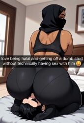 age_difference ai_generated arabian arabian_female ass ass_bigger_than_head ass_focus ass_huffing ass_worship big_ass big_butt black_leggings black_legwear black_pants bubble_butt chubby_female civitai dark-skinned_female dark_skin eating_ass face_in_ass facesitting farah_(daballsman) fat_ass female hijab huffing huge_ass mature_female milf muslim muslim_female older_female rimming selfie sitting_on_face sitting_on_person teasing wide_hips yoga_pants younger_male