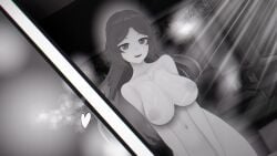 3d_model big_breasts black_and_white danganronpa danganronpa_another fanganronpa heart koikatsu koikatsu_(medium) large_breasts long_hair monochromatic monochrome tagme taira_akane