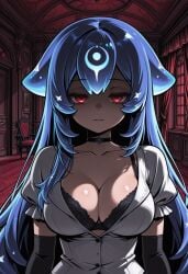 1girls ai_generated bao bao_(vtuber) bao_the_whale blue_hair civitai cleavage female female_focus female_only hylian_r34 indie_virtual_youtuber indie_vtuber liquid_hair long_hair red_eyes tagme virtual_youtuber vtuber