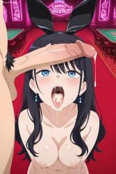 1boy ai_generated animal_ears bangs black_hair blue_eyes blush breasts bunny_ears cum cum_in_mouth digitalwaifugallery earrings fake_animal_ears female heart hi_res high_quality high_resolution jewelry long_hair looking_at_viewer male_pubic_hair marin_kitagawa navel nipples nude open_mouth patreon penis pubic_hair seductive sexy solo_focus sono_bisque_doll_wa_koi_wo_suru straight sweat testicles tongue uncensored watermark