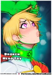 ai_generated avengers blonde_hair collar commission corruption cover_page custom_commission dc dc_comics dc_universe defeated_heroine degradation domination female gamma-powered_collar gamma_crystal gamma_radiation green_collar green_skin heart-shaped_pupils heart_eyes hentblush heroine hulk_(series) justice_league looking_up marvel marvel_comics marvel_universe mind_break mind_control mind_control_device muscular_female offscreen_character pink_heart_pupils power_girl pulling_hair red_cape she-hulk short_hair superhero superheroine superman_(series) superpowered supervillain tall_female