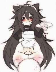 1boy 1girl1boy 1girls blushing blushing_female bunny_bunkai curvy curvy_figure dominant_female female funny maid_headdress maid_uniform meme pussy skinny_female skinny_waist smug smug_face smug_smile sweat sweating tagme thick_thighs twitter