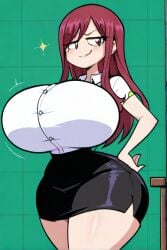 ai_generated erza_scarlet fairy_tail female huge_breasts long_hair red_hair smug